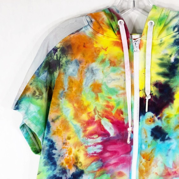 Victoria Secret Sport Small Jacket Handmade‎ Tie Dye Watercolor Wonder Hood 1517 - Picture 3 of 12